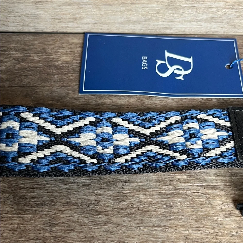 Wristlet wallet Black with Blue Patterned Strap